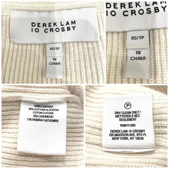 Derek Lam 10 Crosby Ivory Crochet Pipe Trim Pullover Sweater Cotton Cashmere - Picture 10 of 10